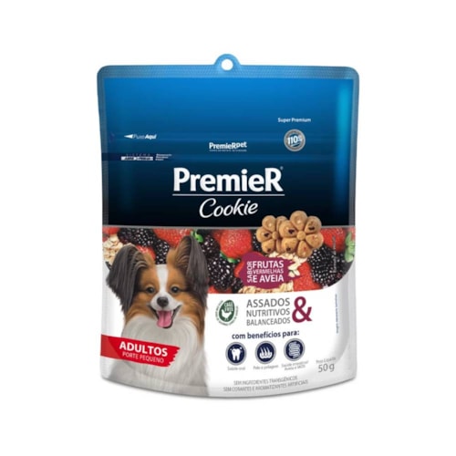 Petisco Premier Cookie Frutas Vermelhas com Aveia Cães Adultos Raças Pequenas 50 G