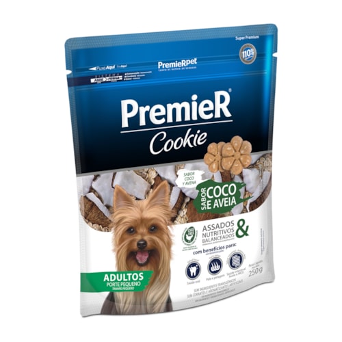 Petisco Premier Cookie Sabor Coco e Aveia para Cães Adultos de Raças Pequenas 250g