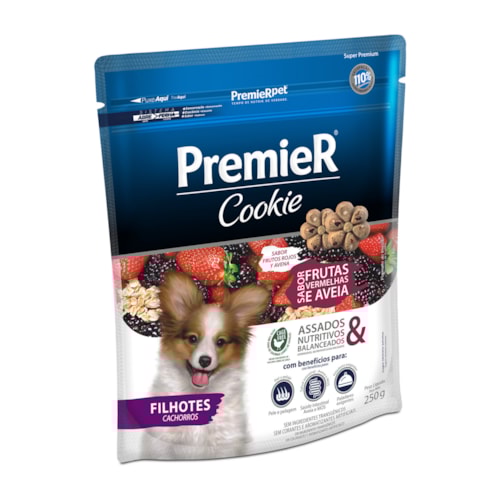 Petisco Premier Cookie Sabor Frutas Vermelhas com Aveia para Cães Filhotes 250g