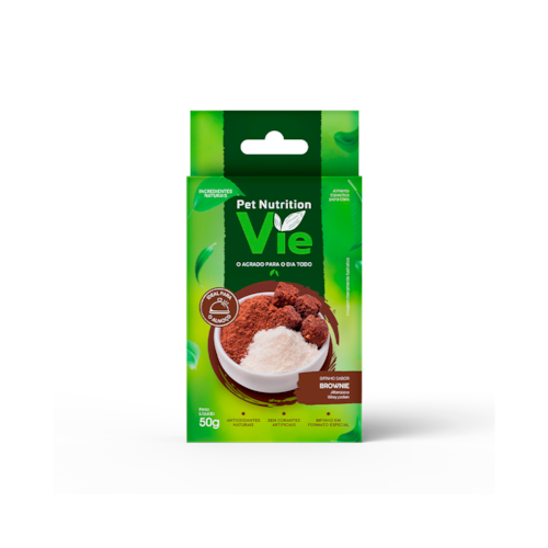 Petisco Snack Pet Nutrition Vie para Cães Brownie Alfarroba e Whey 50 g