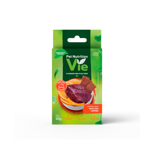 Petisco Snack Pet Nutrition Vie para Cães Pato com Laranja 50 g