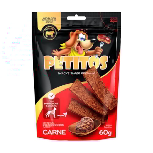 Petisco Snack Petitos Bifinho para Cães Sabor Carne