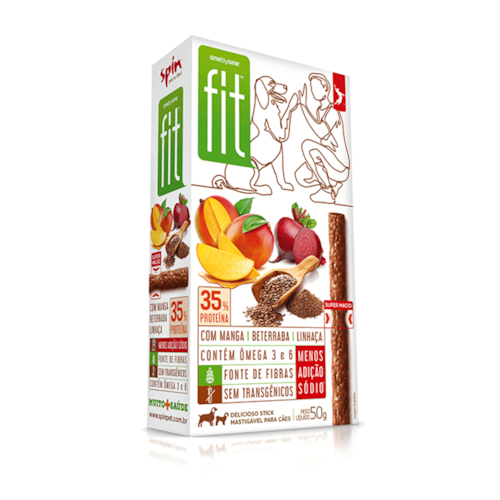 Petisco Spin Onebyone Fit Sabor Manga, Beterraba e Linhaça para Cães 50g