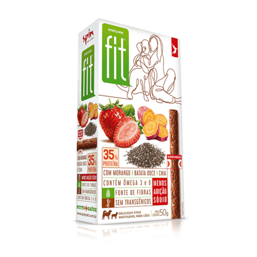 Petisco Spin Onebyone Fit Sabor Morango, Batata Doce e Chia para Cães 50g