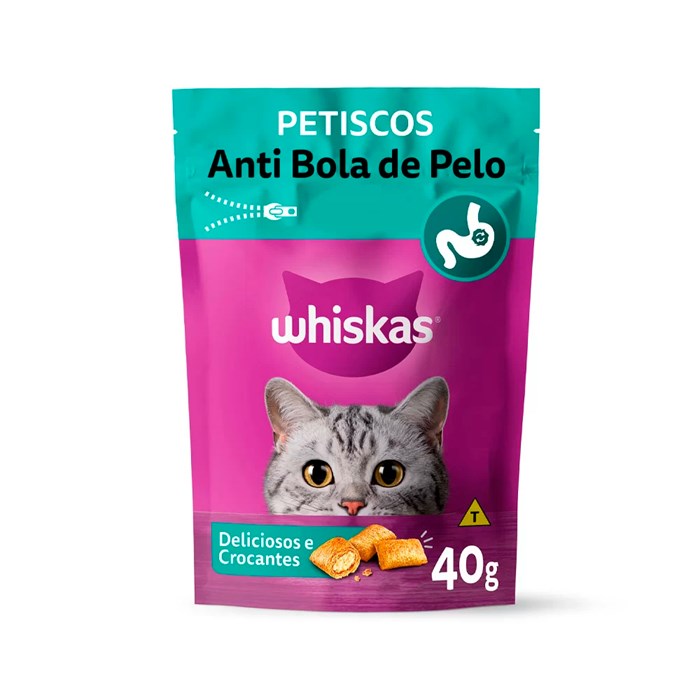 Petisco Whiskas Temptations Anti Bola de Pelo para Gatos Adultos