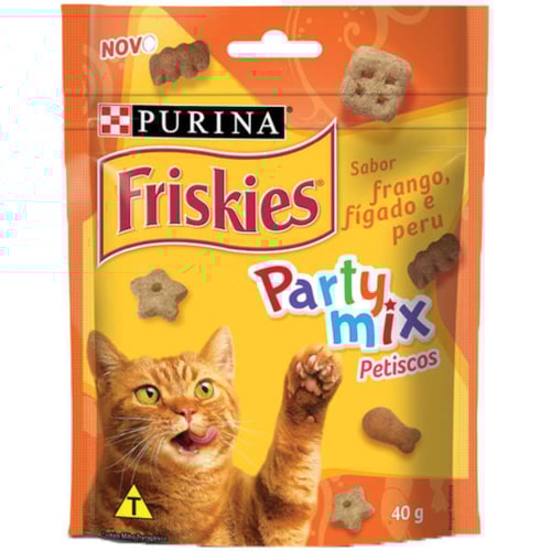 Petiscos Friskies para Gatos Adultos Sabor Frango, Fígado e Peru 40g