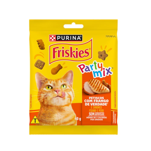 Petiscos Friskies para Gatos Adultos Sabor Frango, Fígado e Peru 40g