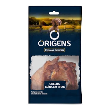 Petiscos Naturais Origens para Cães Orelha Suína em Tiras 50g