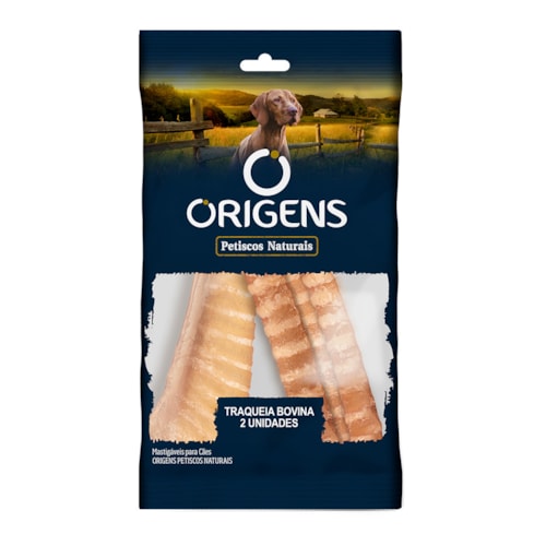 Petiscos Naturais Origens para Cães Traquéia Bovina 35g