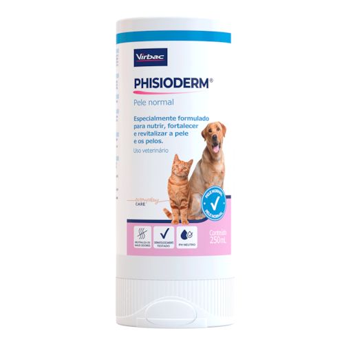 Phisioderm Shampoo Pele Normal para Cães e Gatos Virbac 250 ml