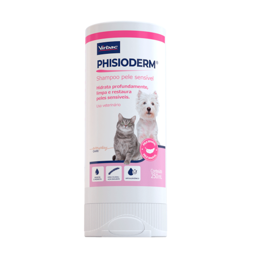 Phisioderm Shampoo Pele Sensível para Cães e Gatos Virbac 250 ml