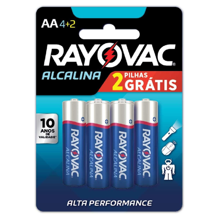 Pilha Alcalina Rayovac AA Leve 6 Pague 4