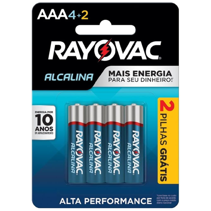 Pilha Alcalina Rayovac AAA Leve 6 Pague 4