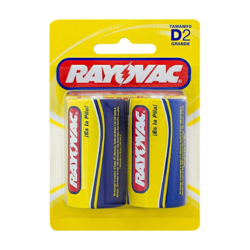 Pilha Alcalina Rayovac Grande D2 Blister com 2 Unidades