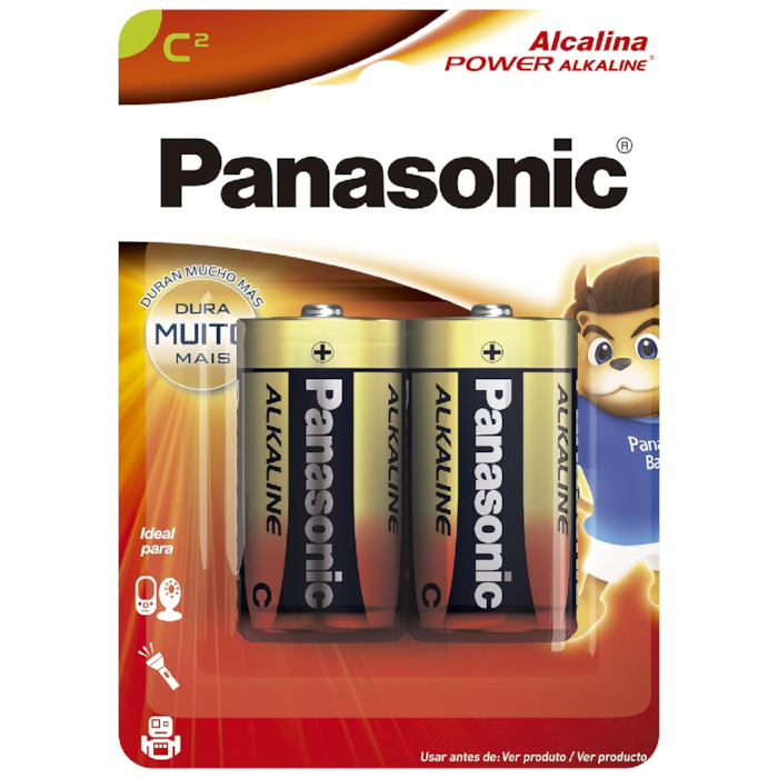 Pilha Panasonic Alcalina Média C com 2 Unidades