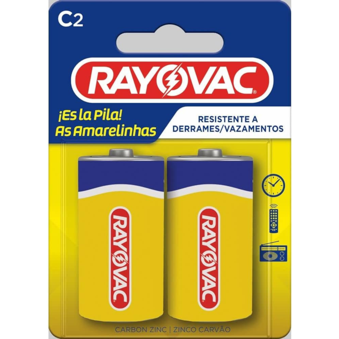 Pilha Rayovac Média C2 Blister com 2 Unidades