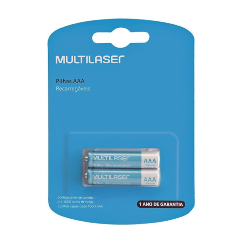 Pilha Recarregável AAA 1000MAH com 2 Unidades
