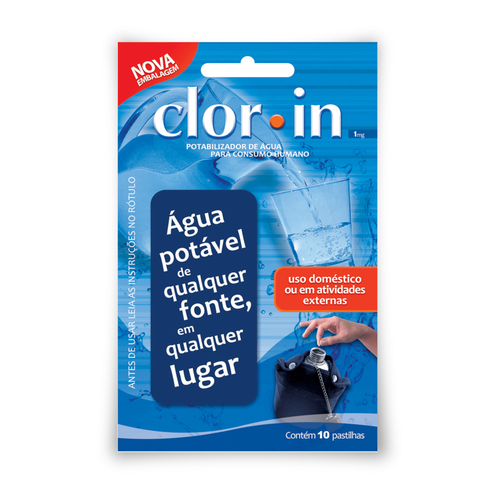 Purificador de Água Clorin Pastilhas 10 Pastilhas 1g Cada
