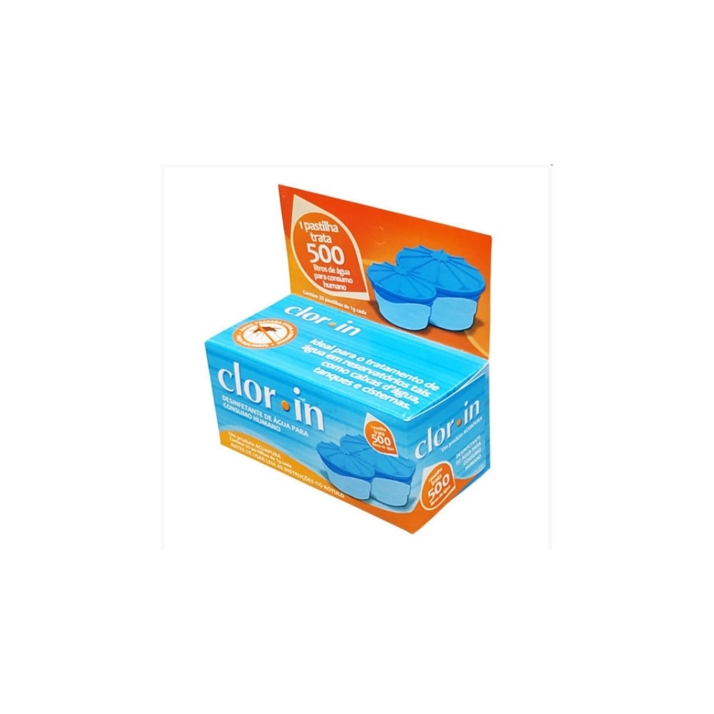 Purificador de Água Clorin Pastilhas 25 Pastilhas 1g Cada