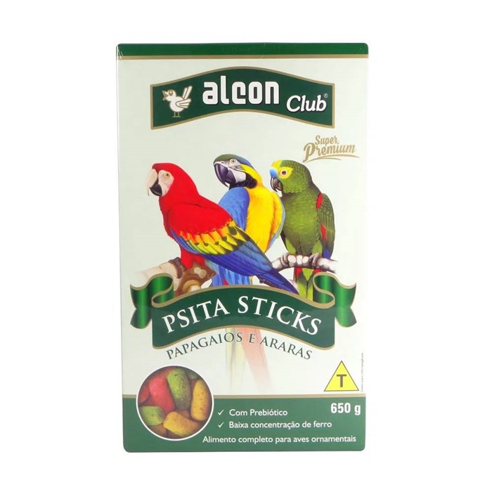 Ração Alcon Club Pássaros Psitacídeos Sticks Papagaios 650g