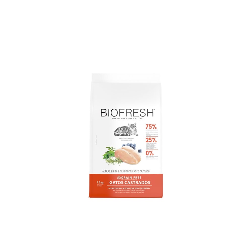 Ração Biofresh Gatos Castrados Frango 7,5 kg