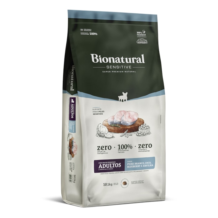 Ração Bionatural Sensitive Peixe Branco Cães Adultos Raças Pequenas 10,1 kg