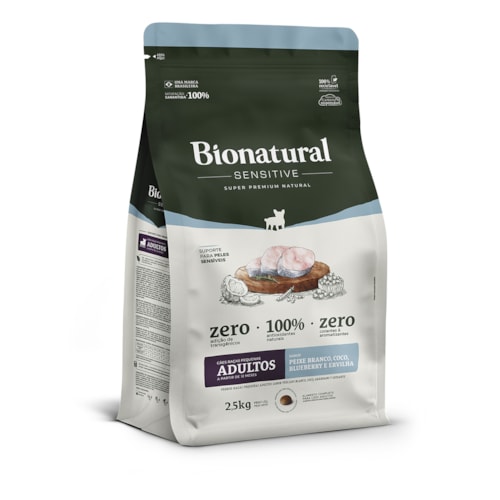 Ração Bionatural Sensitive Peixe Branco Cães Adultos Raças Pequenas 2,5 kg