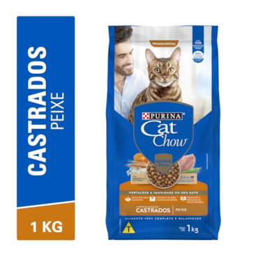 Ração Cat Chow para Gatos Adultos Castrados Sabor Peixe 1KG