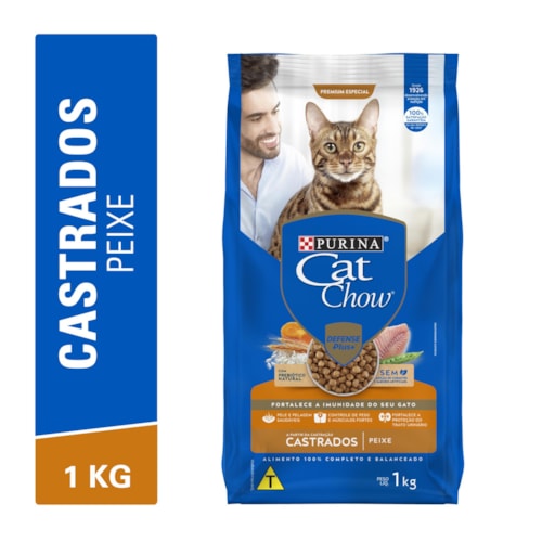 Ração Cat Chow para Gatos Adultos Castrados Sabor Peixe 1KG