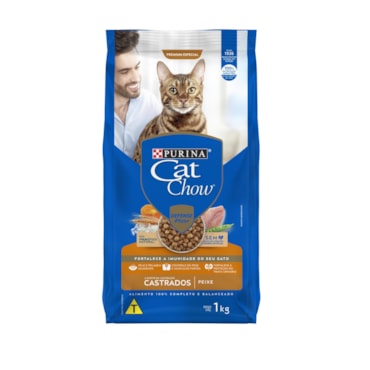 Ração Cat Chow para Gatos Adultos Castrados Sabor Peixe 1KG - imagem adicional