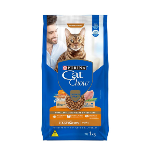 Ração Cat Chow para Gatos Adultos Castrados Sabor Peixe 2,7KG