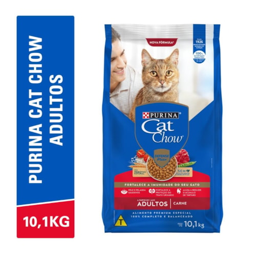 Ração Cat Chow para Gatos Adultos Sabor Carne 10,1 kg - imagem adicional