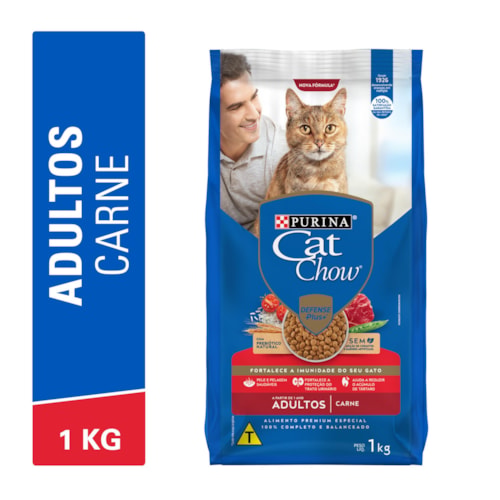 Ração Cat Chow para Gatos Adultos Sabor Carne 1kg