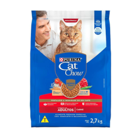 Ração Cat Chow para Gatos Adultos Sabor Carne 2,7KG