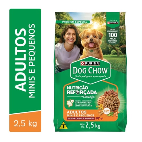 Ração Dog Chow Cães Adultos Raças Pequenas Carne, Frango e Arroz 2,5kg