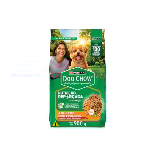 Ração Dog Chow Cães Adultos Raças Pequenas Carne, Frango e Arroz 900g