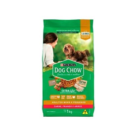 Ração Dog Chow para Cães Adultos de Raças Pequenas Sabor Carne, Frango e Arroz 
