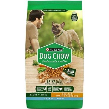 Ração Dog Chow para Cães Adultos de Raças Pequenas Sabor Carne, Frango e Arroz 