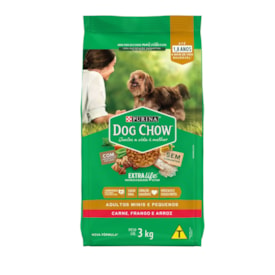 Ração Dog Chow para Cães Adultos de Raças Pequenas Sabor Carne, Frango e Arroz 