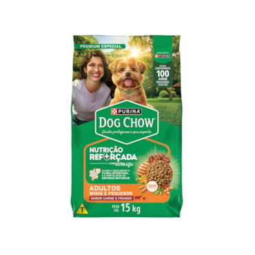 Ração Dog Chow para Cães Adultos de Raças Pequenas Sabor Carne, Frango e Arroz 