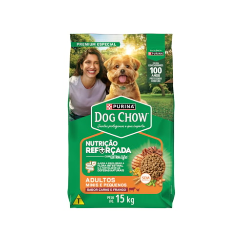 Ração Dog Chow para Cães Adultos de Raças Pequenas Sabor Carne, Frango e Arroz 