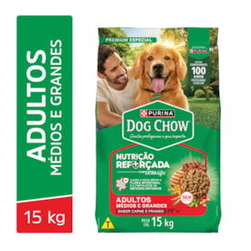Ração Dog Chow para Cães Adultos Raças Médias e Grandes Sabor Carne, Frango e Arroz 15 kg - imagem adicional