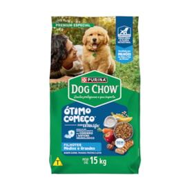 Ração Dog Chow para Cães Filhotes de Raças Médias e Grandes Sabor Carne, Frango e Arroz 15kg