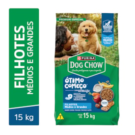 Ração Dog Chow para Cães Filhotes de Raças Médias e Grandes Sabor Carne, Frango e Arroz 15kg - imagem adicional