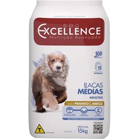 Ração Dog Excellence Cães Adultos de Raças Médias Frango e Arroz 15kg