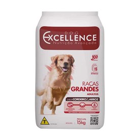 Ração Dog Excellence Cães Adultos Raças Grandes Cordeiro e Arroz 15kg
