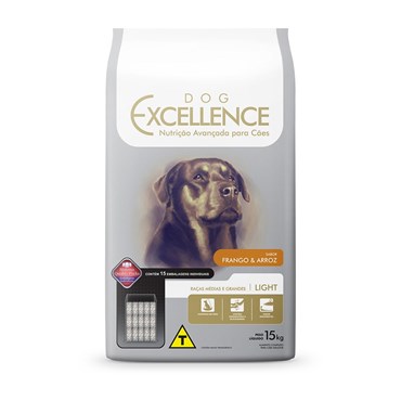 Ração Dog Excellence Light Cães Adulto Frango e Arroz 15kg