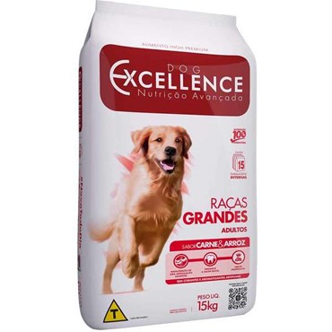Ração Dog Excellence para Cães Adultos Raças Grandes Sabor Carne e Arroz 15 kg