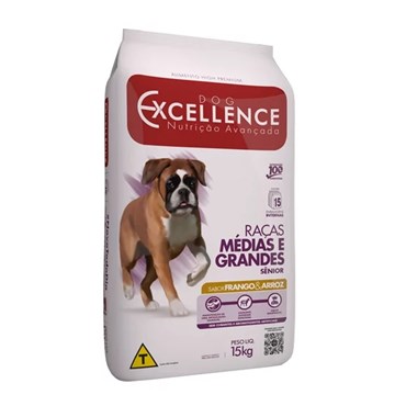 Ração Dog Excellence para Cães Sênior Raças Médias e Grandes Sabor Frango e Arroz 15kg