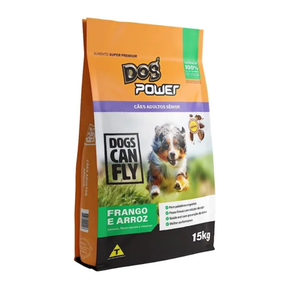 Ração Dog Power para Cães Sênior Sabor Frango e Arroz 15 Kg